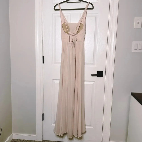 BIRDY GREY Sz S Light Pink Maxi Dress Tie Back Bridesmaid Dress - Picture 8 of 8